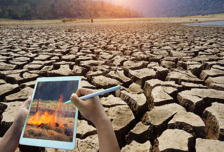 environmental problems, drought, desertification, thirst, pollution of our land and bad scenarios in the world. Agriculture or cultivation conceptの写真素材
