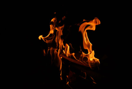 Fire flames on black background. abstract fire flame background. The fire in the fire burning...