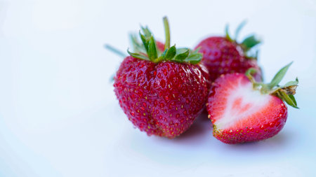 Strawberry isolated on white background. Fresh berry.の写真素材
