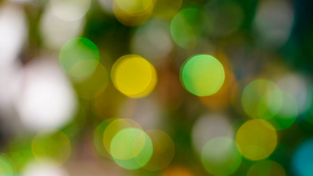 green bokeh background, golden bokeh, green bokeh abstract. for merry christmas Xmas and happy new yearの写真素材