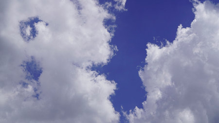 Sky background texture. Clean air daytime bright blue sky and clouds white clouds at noon in summer.