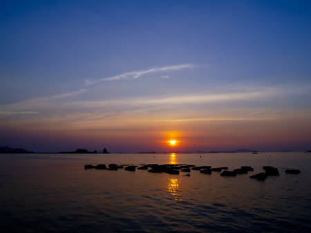 sea view and sky landscape background in twilight timesの写真素材