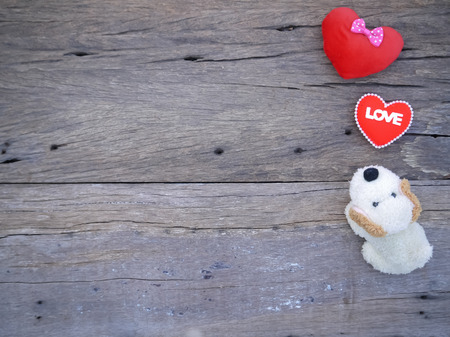 dog year 2018 valentine day background with wood textureの写真素材