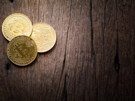 digital money golden bitcoinの写真素材