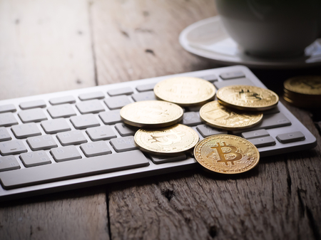 digital money golden bitcoinの写真素材