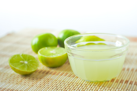lime lemon juice for cooking  with close up viewの写真素材