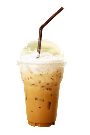 Ice Tea / thai ice tea with milk isolated on white backgroundの写真素材