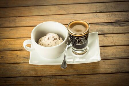 Affogato coffee with ice creamの写真素材