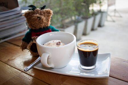 Affogato coffee with ice creamの写真素材