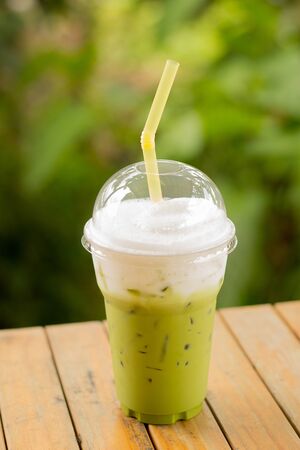 green tea frappe/green tea smoothieの写真素材