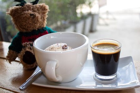 Affogato coffee with ice creamの写真素材