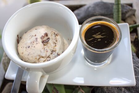 Affogato coffee with ice cream
