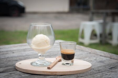 Affogato coffee with ice creamの写真素材