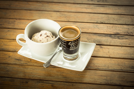 Affogato coffee with ice creamの写真素材