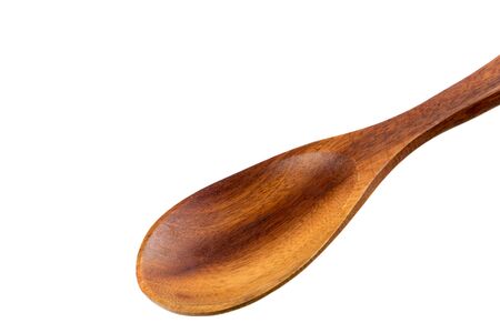 Wooden spoon isolated on white backgroundの写真素材