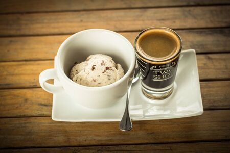 Affogato coffee with ice creamの写真素材