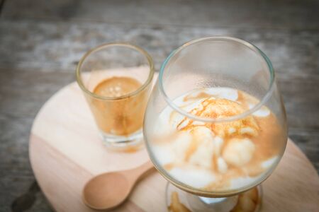 Affogato coffee with ice cream