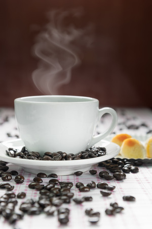 Coffee cup and coffee beansの写真素材