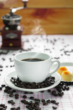 Coffee cup and coffee beansの写真素材