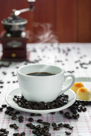 Coffee cup and coffee beansの写真素材