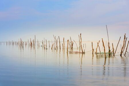 The lake is empty with Shiny sky on water