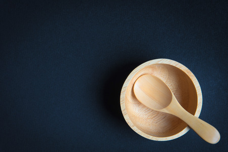 Wood plate on wooden tableの写真素材