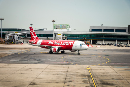 AirAsia passenger plane in singapore airportのeditorial素材