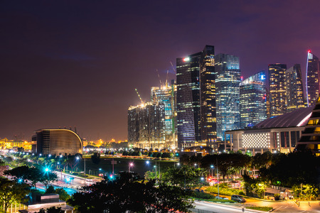Singapore City at Night, cityscapesのeditorial素材