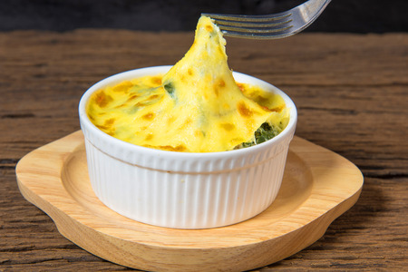 Closed up Baked spinach with cheeseの写真素材