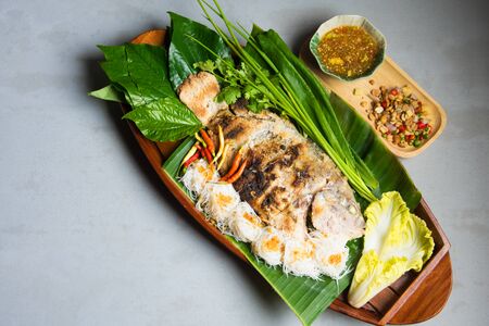 Grill Tilapia Fish With Vegetablesの写真素材