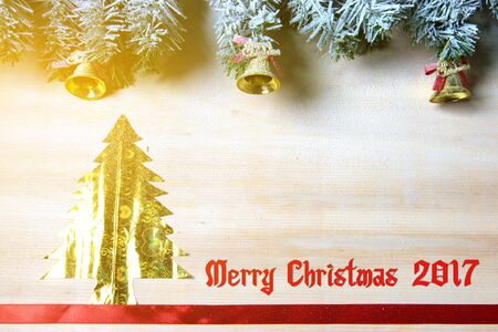 wooden background and tree christmas / background Christmasの写真素材