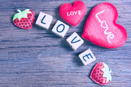 Heart with wooden alphabet concept of Valentine's Dayの写真素材