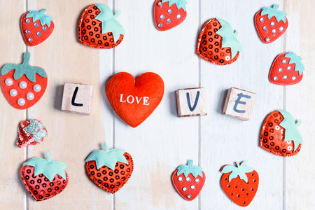 Heart with wooden alphabet concept of Valentine's Dayの写真素材