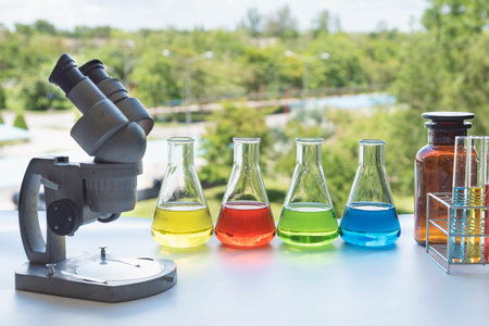 equipment and science experiments ; science backgroundの写真素材