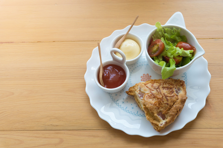 Scones with cheddar and bacon with Vegetable Salad; Cheddar scones の写真素材
