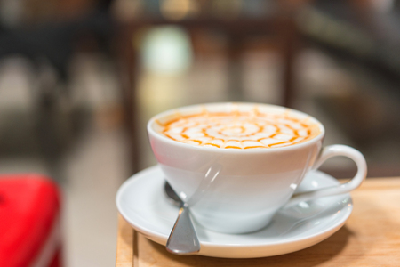 coffee cup on table in cafe shop, Cup of coffee on table in coffee shop.の写真素材