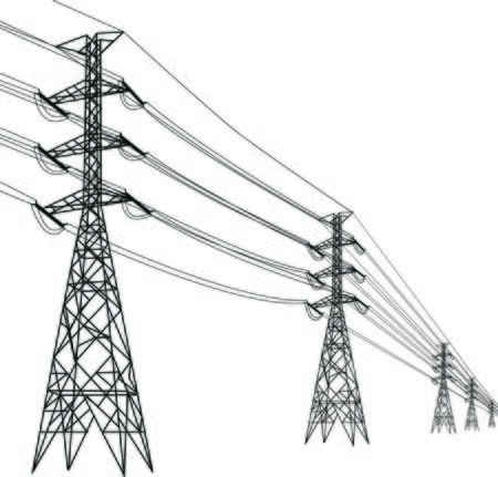 high voltage pole, Multiple high voltage towers.のイラスト素材