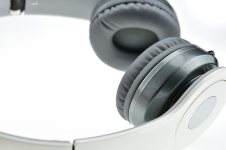 Wireless headphones isolated on a white background,  white headphoneの写真素材