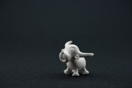 Handmade Polymer Clay Figure of buffalo. Handmade clay buffalo. Raw gray clay buffalo handmade.の写真素材