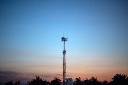 Antenna signal pole , Telecommunication pole distribute signal to rural area, Satellite tower.の写真素材