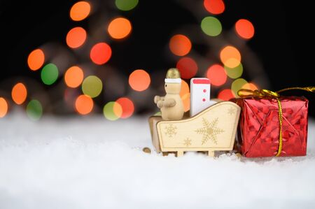 Merry christmas and happy new year greeting card with copy-space. Festive Christmas backgroundの写真素材