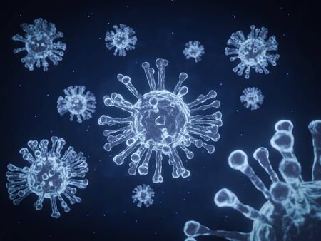 3D of Coronavirus 2019-nCoV and Virus background with disease cells and red blood cell.の写真素材