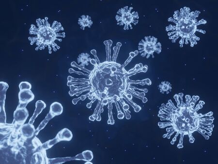 3D of Coronavirus 2019-nCoV and Virus background with disease cells and red blood cell.の写真素材