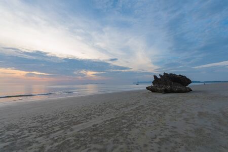 Summer beach paradise. Tropical island beach. Sea shore line. Island relax landscape travel conceptの写真素材