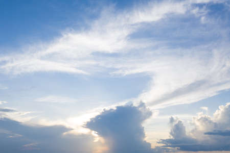 Blue sky and cloud with meadow tree.の写真素材