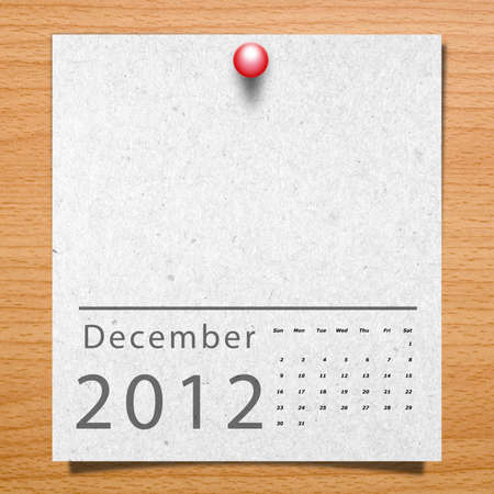 Calendar 2012 Paper on wood background with natural pattern  Month Decemberの写真素材