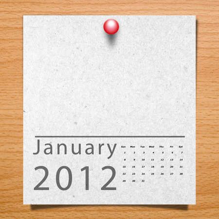 Calendar 2012 Paper on wood background with natural pattern  Month Januaryの写真素材