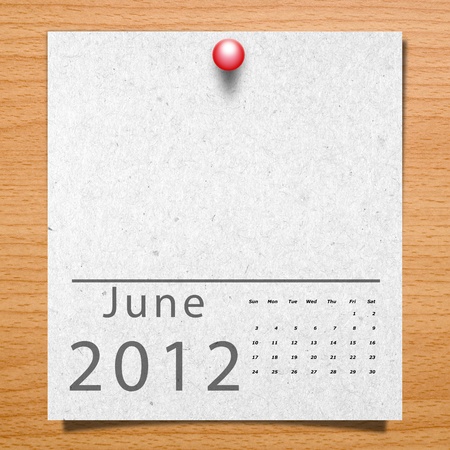 Calendar 2012 Paper on wood background with natural pattern  Month Juneの写真素材