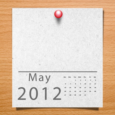 Calendar 2012 Paper on wood background with natural pattern  Month Mayの写真素材