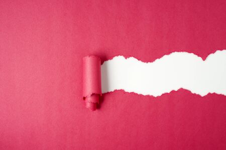 Red Tear Paper on white backgroundの写真素材